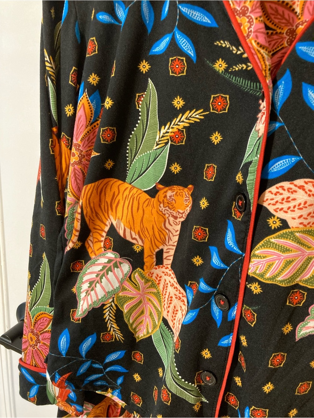 Room Service Sleepwear Tiger & Floral Pajama Set - Black/Orange - M - Picture 2 of 16